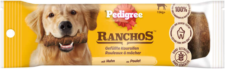Pedigree Hundeleckerlis RANCHOS Gefüllte Kaurollen mit Huhn, Maxi 15kg+